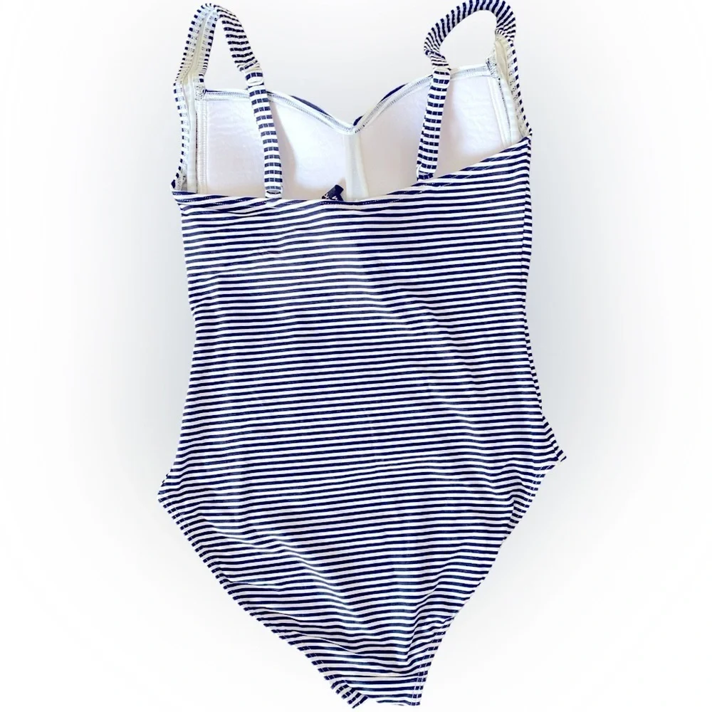 Nip tuck Swimsuit - 6 navy white striped , polyester spandex
